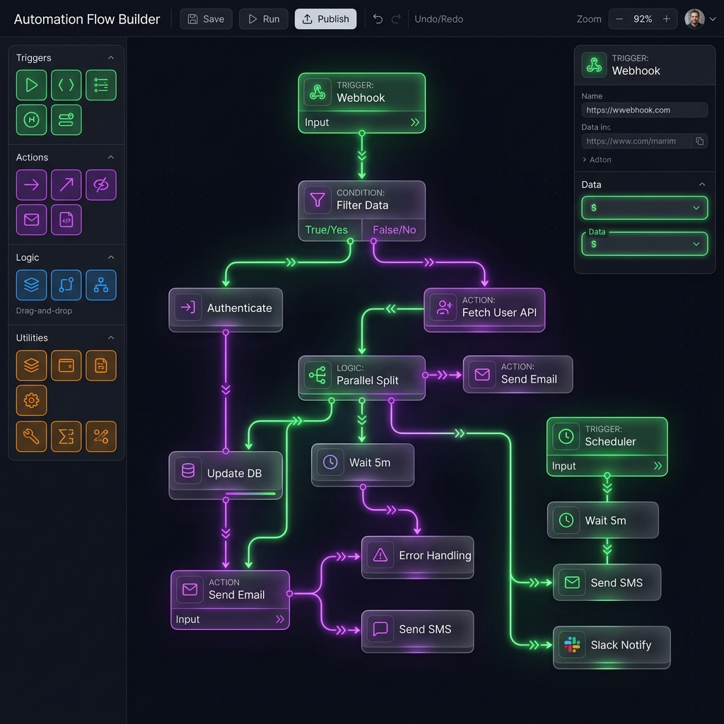 Automation node builder workflow mockup